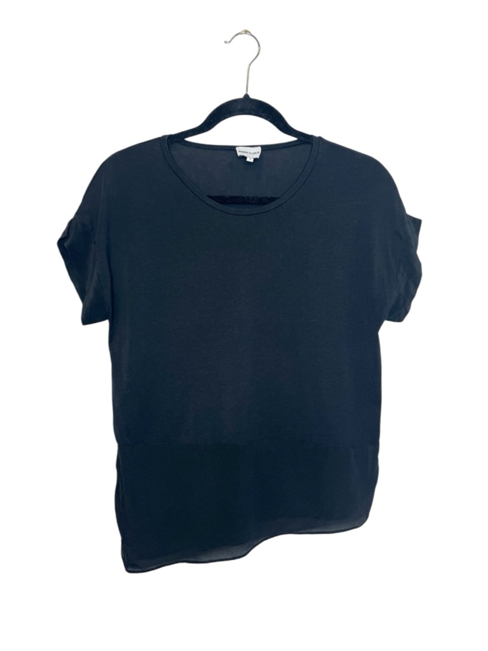 BIMBA Y LOLA Asymmetric Hem Black Tee size Small